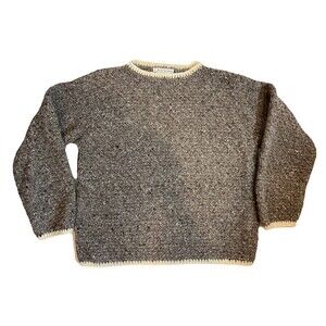 Vtg The Nature Company Men's Medium Brown Wool Chunky Knit Sweater